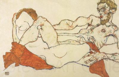 Egon Schiele Recling Male and Female Nude Entwined (mk12) Spain oil painting art